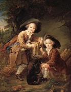 Francois-Hubert Drouais The Comte and chevalier de choiseul as savoyards oil on canvas